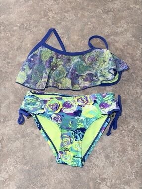 Soft Blue Green Teen Girl's Bikini Top and Bottom